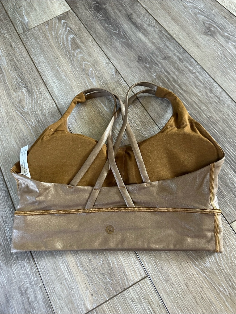 Lululemon Energy Sports Bra in Metallic Gold Longline Shine